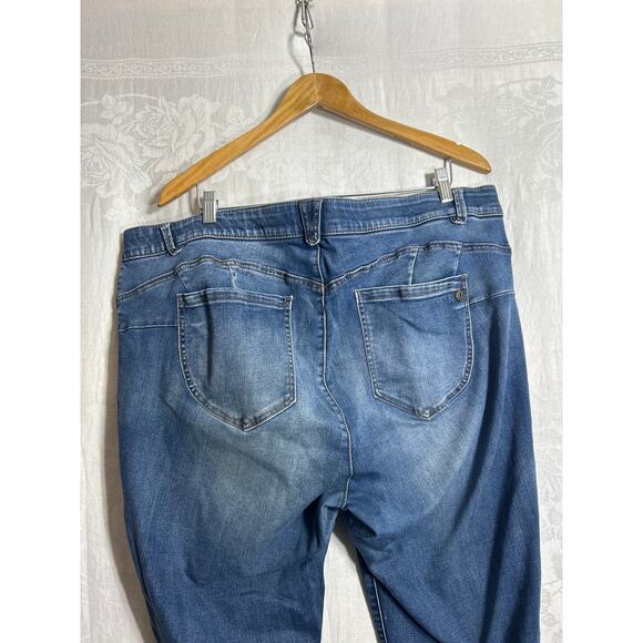 Democracy Jeans 22W AB Solution Blue Denim Straight Leg Elastic Waist Light Wash - Picture 12 of 16